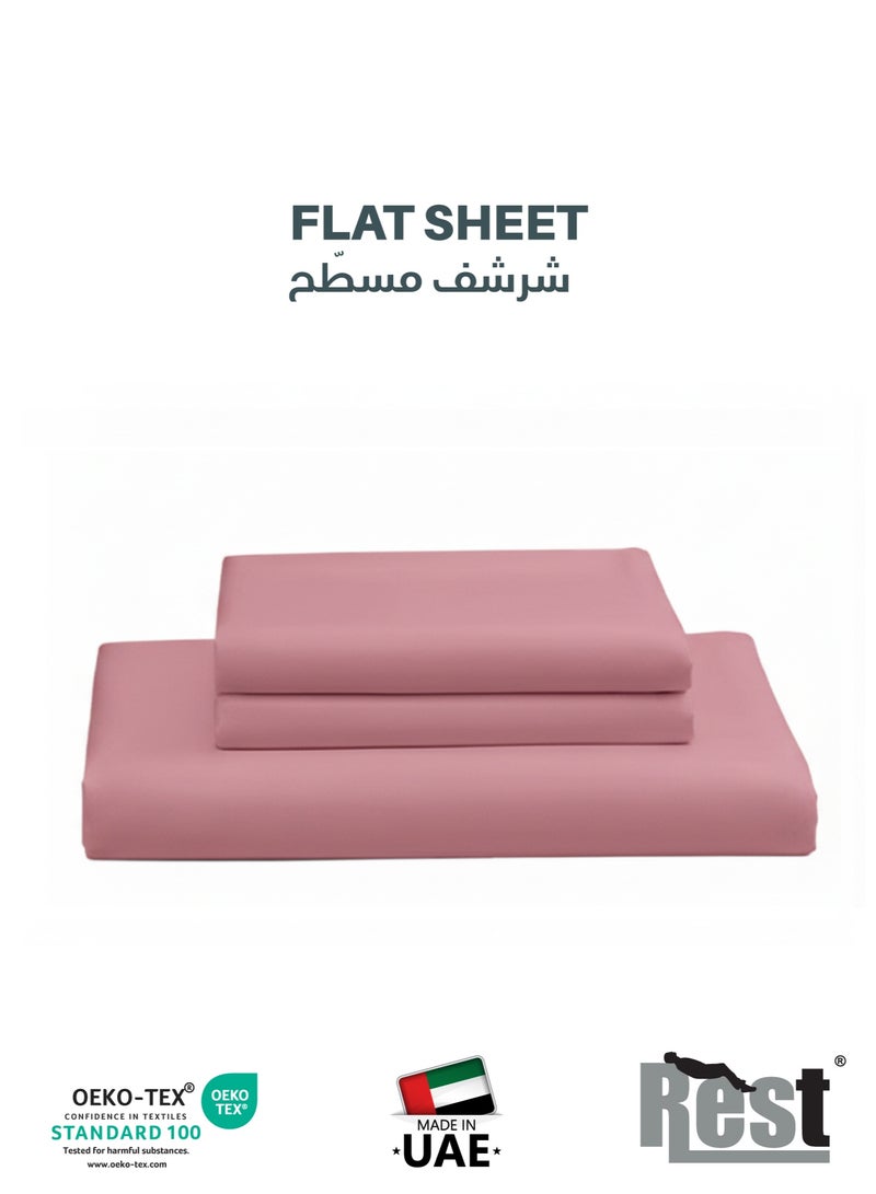 REST 3-Piece Mauve Plush 160x220  Flat Bedsheet Set Includes 1 Deep Pocket Flat Bedsheet and 2 Pillow Covers, Breathable and Machine Washable - Image 1